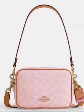 NWOT Coach Mini Carey Crossbody Bag In Signature canvas powder pink